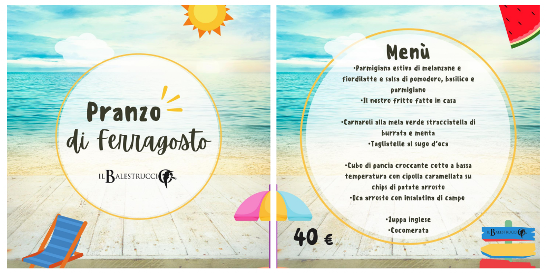 Menu di Ferragosto al Balestruccio 