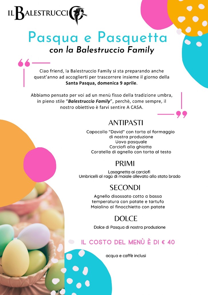 Menù di Pasqua e Pasquetta Il Balestruccio Perugia