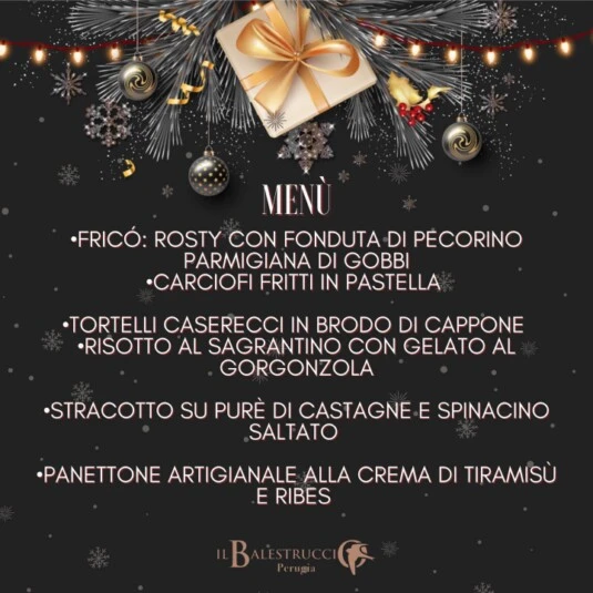 Menu del Pranzo di Natale 2023 al Balestruccio