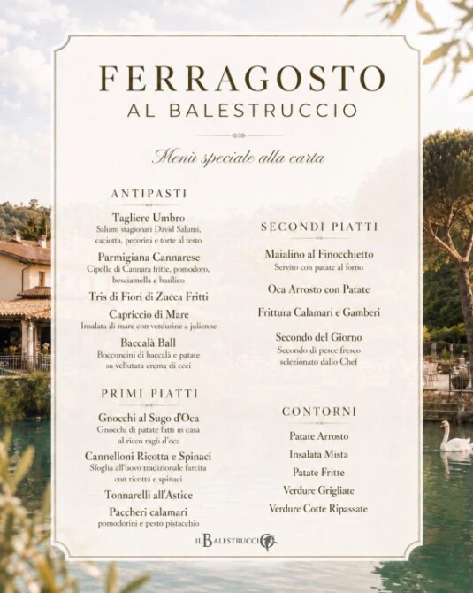 Menu di Ferragosto al Balestruccio 